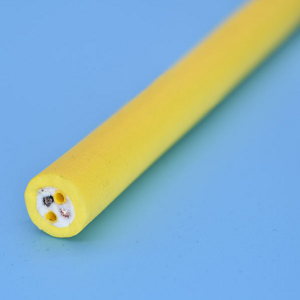 ROV cable neutrally buoyant tether with optic fibers